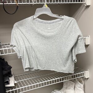 Aerie Light Gray Cropped Tee